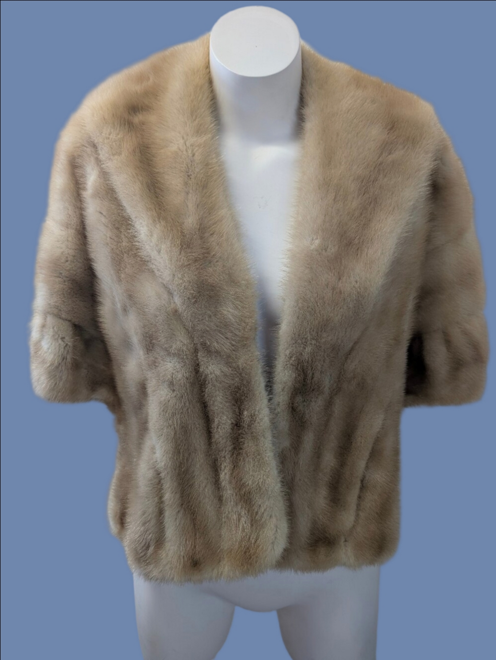 Vintage Mink Fur Champagne Color (Blonde)  Short Fur Cap-